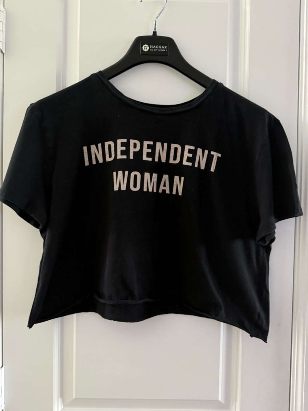 Black Queen Bees Independent Woman Graphic Cropped T-Shirt XL Cotton Blend